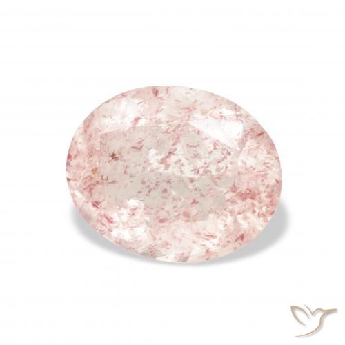Cuarzo fresa Rosado naranja natural de 3.32 ct, Ovalada, Transparente