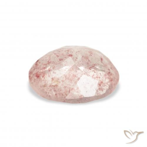 Cuarzo fresa Rosado naranja natural de 3.32 ct, Ovalada, Transparente