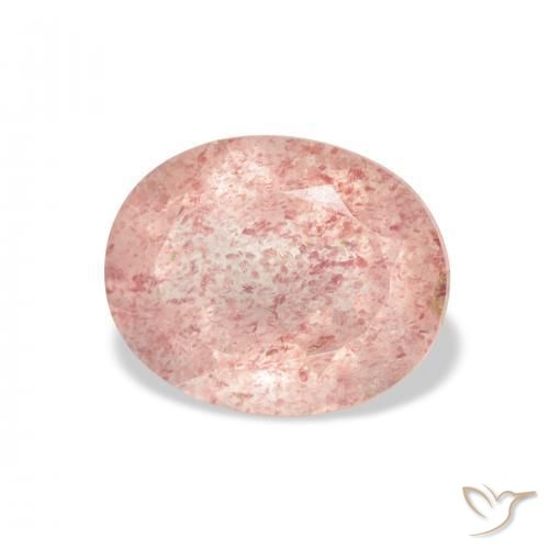 Cuarzo fresa Rosado salmón natural de 3.79 ct, Ovalada, Transparente