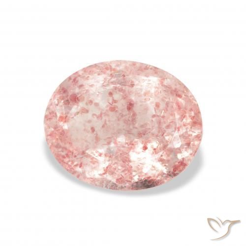 Cuarzo fresa Rosado claro natural de 3.65 ct, Ovalada, Transparente