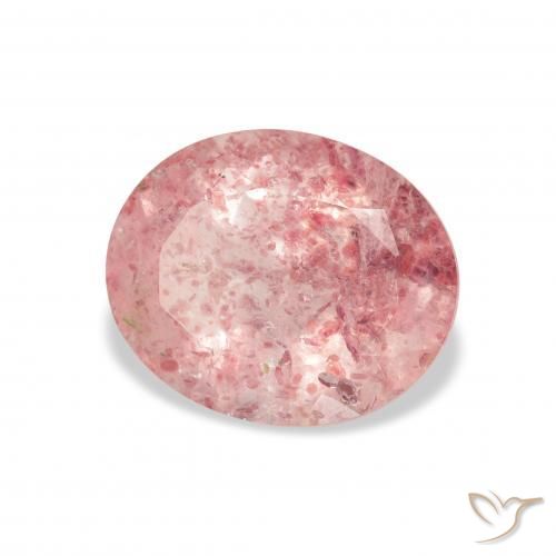 Cuarzo fresa Rosado claro natural de 3.50 ct, Ovalada, Transparente