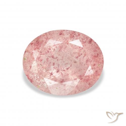 3.54ct Natural Rosado cálido claro cuarzo fresa, Ovalada, Transparente