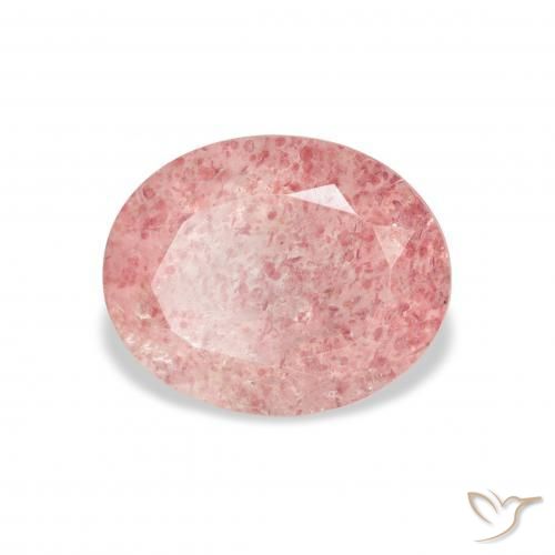 Cuarzo fresa Rosado Bubblegum natural de 3.36 ct, Ovalada, Transparente