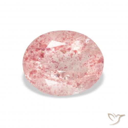 3.22ct Natural Rosado claro cuarzo fresa, Ovalada, Transparente