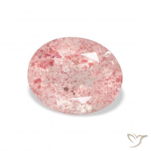 Cuarzo fresa Rosado claro natural de 3.22 ct, Ovalada, Transparente