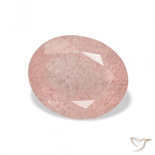 Cuarzo fresa Rosado medio natural de 3.48 ct, Ovalada, Transparente