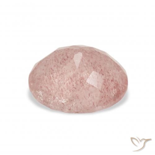 Cuarzo fresa Rosado medio natural de 3.48 ct, Ovalada, Transparente