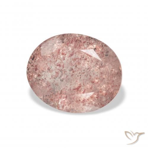 Cuarzo fresa Rosado palo de rosa claro natural de 3.21 ct, Ovalada, Transparente