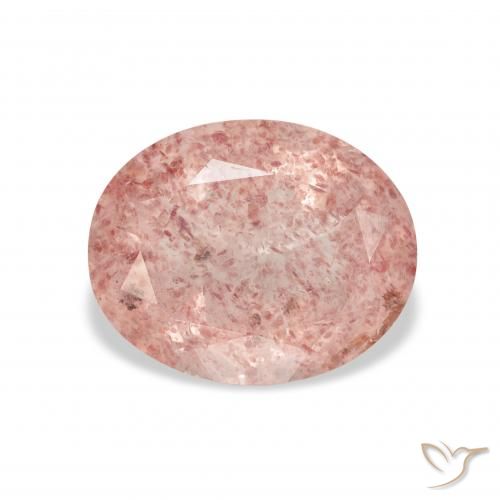 3.65ct Natural Rosado naranja cuarzo fresa, Ovalada, Transparente