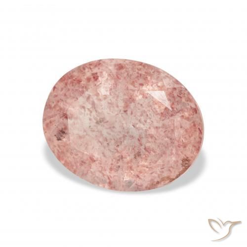 Cuarzo fresa Rosado naranja natural de 3.65 ct, Ovalada, Transparente