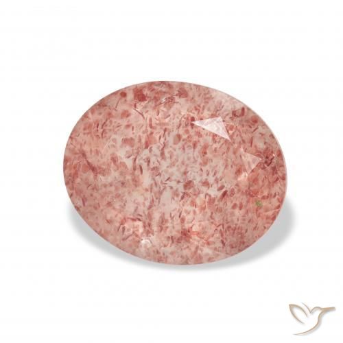 Cuarzo fresa Rosado medio natural de 3.29 ct, Ovalada, Transparente