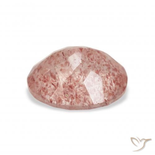 Cuarzo fresa Rosado medio natural de 3.29 ct, Ovalada, Transparente