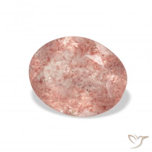 Cuarzo fresa Rosado naranja natural de 2.94 ct, Ovalada, Transparente