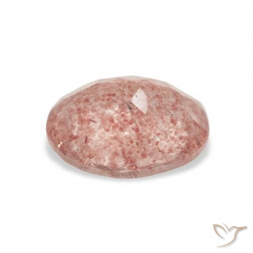 Cuarzo fresa Rosado naranja natural de 2.94 ct, Ovalada, Transparente