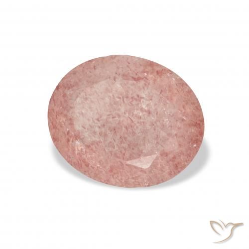 Cuarzo fresa Rosado terroso natural de 3.68 ct, Ovalada, Transparente