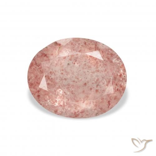 3.13ct Natural Rosado terroso Cuarzo fresa, Ovalada, Transparente