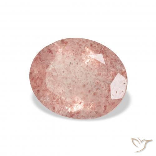 Cuarzo fresa Rosado terroso natural de 3.13 ct, Ovalada, Transparente