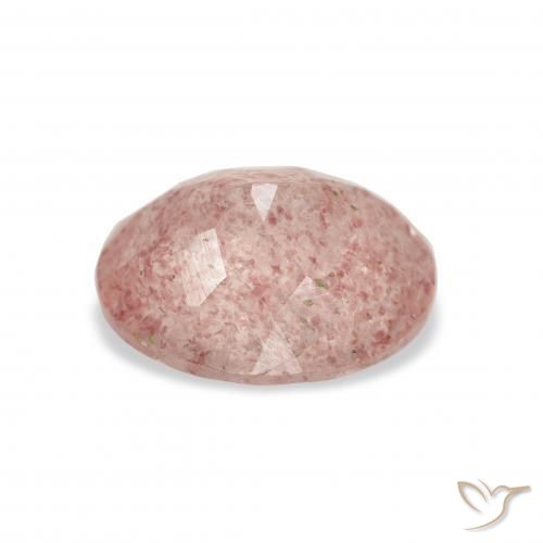 Cuarzo fresa Rosado terroso natural de 3.13 ct, Ovalada, Transparente