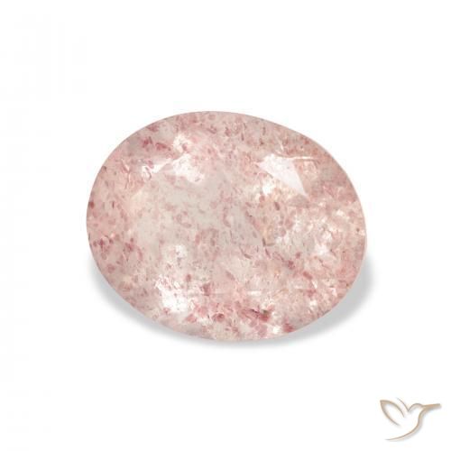 Cuarzo fresa Rosado claro natural de 3.40 ct, Ovalada, Transparente
