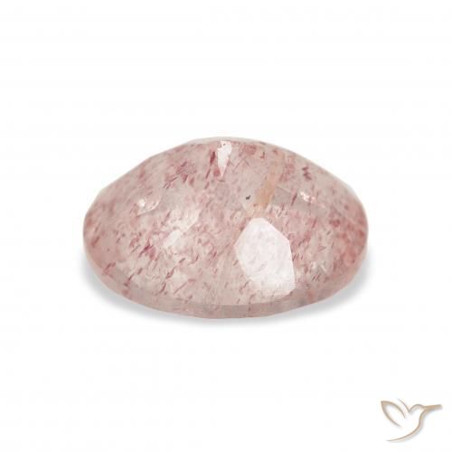 Cuarzo fresa Rosado claro natural de 3.40 ct, Ovalada, Transparente