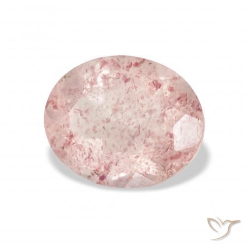 Cuarzo fresa Rosado claro natural de 3.42 ct, Ovalada, Transparente