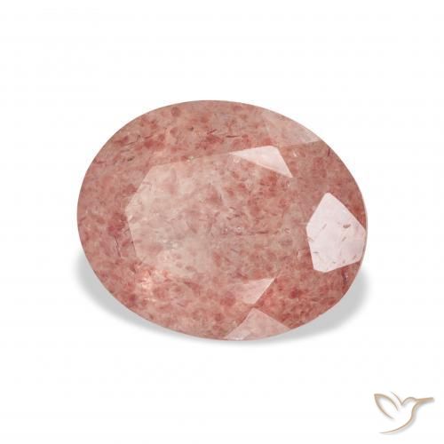 Cuarzo fresa Rosado frambuesa natural de 3.38 ct, Ovalada, Transparente