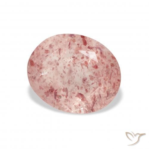 Cuarzo fresa Rosado medio natural de 3.64 ct, Ovalada, Transparente