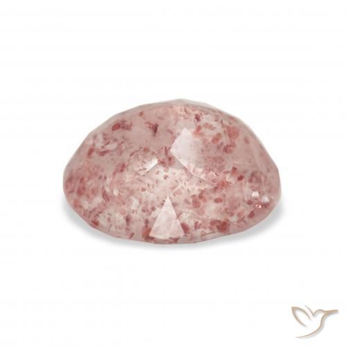 Cuarzo fresa Rosado medio natural de 3.64 ct, Ovalada, Transparente