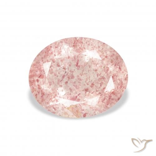 3.12ct Natural Rosado claro cuarzo fresa, Ovalada, Transparente