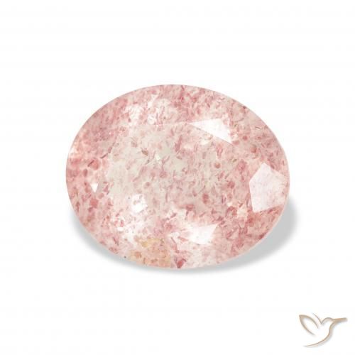 Cuarzo fresa Rosado claro natural de 3.12 ct, Ovalada, Transparente