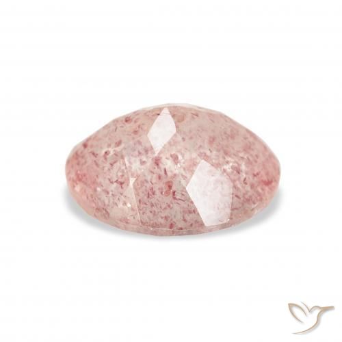 Cuarzo fresa Rosado claro natural de 3.12 ct, Ovalada, Transparente