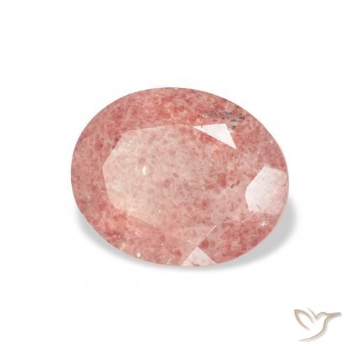 Cuarzo fresa Rosado frambuesa natural de 3.08 ct, Ovalada, Transparente