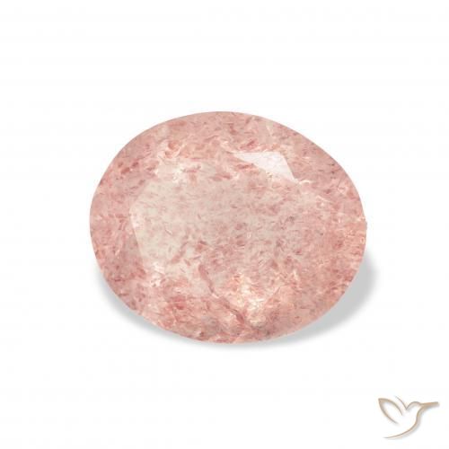 Cuarzo fresa Rosado claro natural de 3.09 ct, Ovalada, Transparente