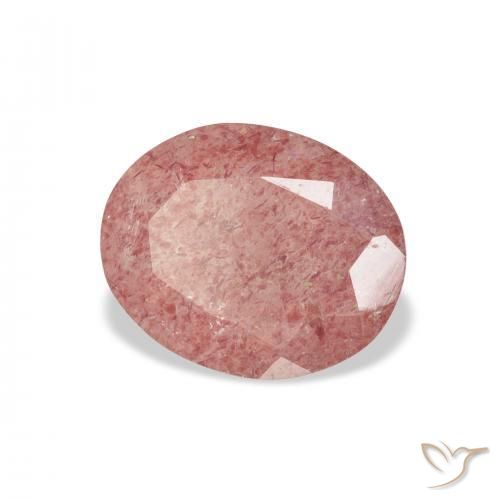 Cuarzo fresa Rosado medio natural de 2.95 ct, Ovalada, Transparente