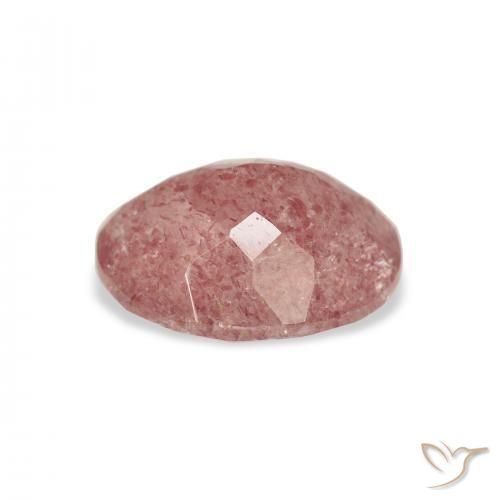 Cuarzo fresa Rosado medio natural de 2.95 ct, Ovalada, Transparente