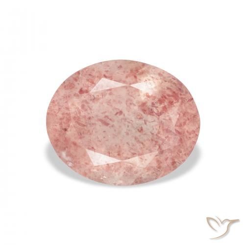 3.68ct Natural Medium Light-Pink cuarzo fresa, Ovalada, Transparente