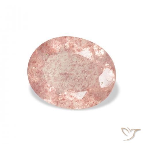 Cuarzo fresa Rosado claro natural de 2.84 ct, Ovalada, Transparente