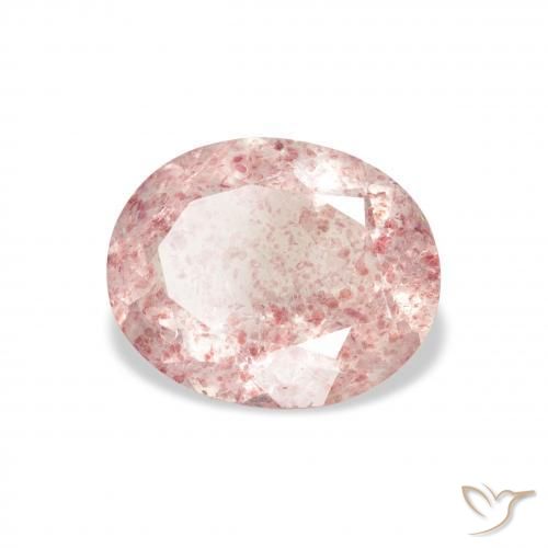 Cuarzo fresa Rosado medio natural de 2.96 ct, Ovalada, Transparente