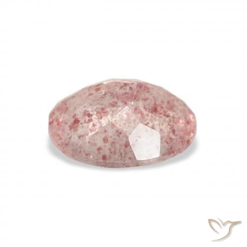 Cuarzo fresa Rosado medio natural de 2.96 ct, Ovalada, Transparente
