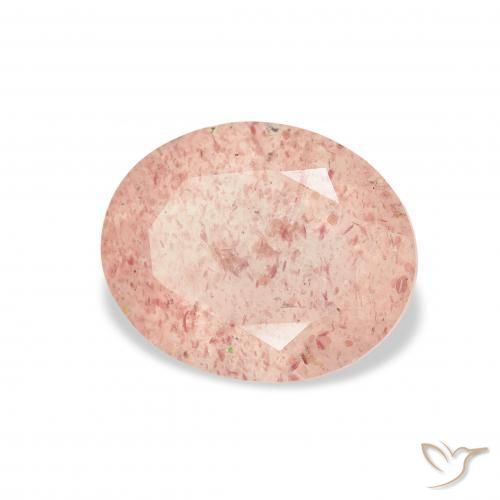 Cuarzo fresa Rosado claro natural de 3.09 ct, Ovalada, Transparente