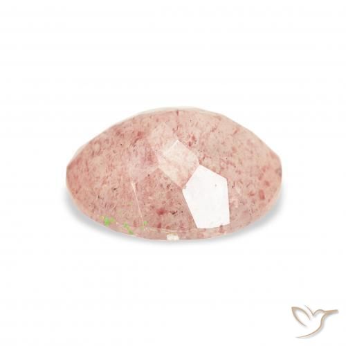 Cuarzo fresa Rosado claro natural de 3.09 ct, Ovalada, Transparente
