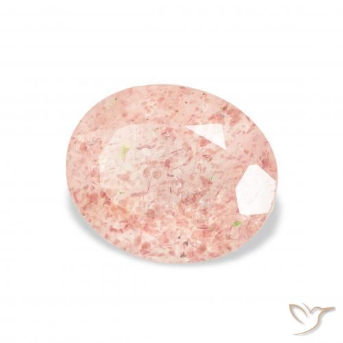 Cuarzo fresa Rosado claro natural de 3.17 ct, Ovalada, Transparente