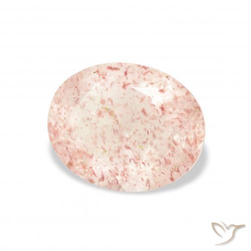 Cuarzo fresa Rosado claro natural de 2.91 ct, Ovalada, Transparente