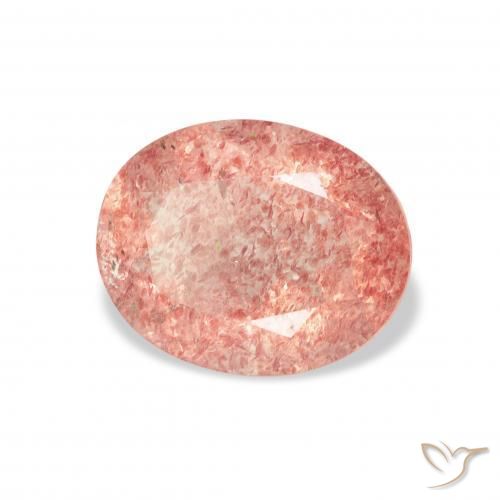 Cuarzo fresa Rosado frambuesa natural de 3.34 ct, Ovalada, Transparente