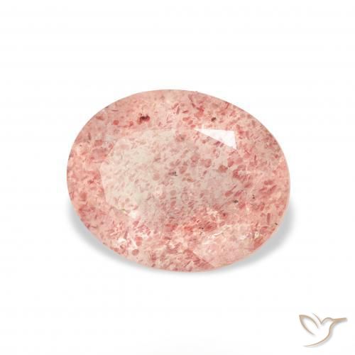Cuarzo fresa Rosado claro natural de 3.28 ct, Ovalada, Transparente