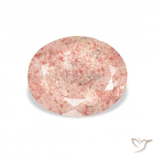 3.36ct Natural Rosado claro cuarzo fresa, Ovalada, Transparente
