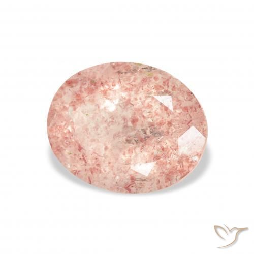 Cuarzo fresa Rosado claro natural de 3.36 ct, Ovalada, Transparente