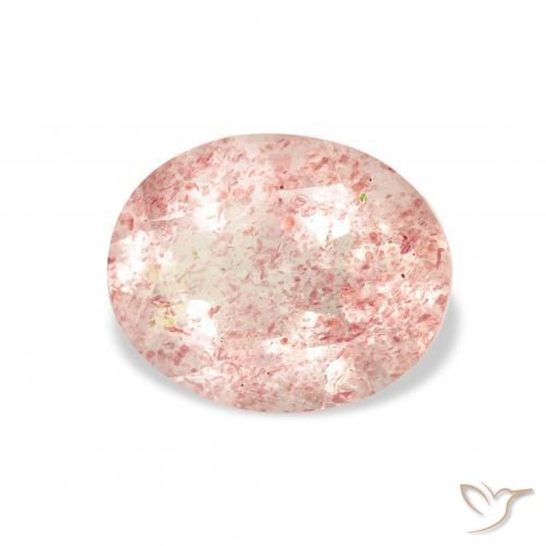 Cuarzo fresa Rosado claro natural de 3.16 ct, Ovalada, Transparente