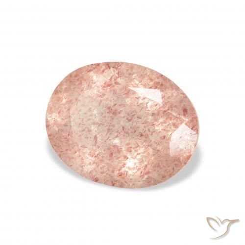 Cuarzo fresa Rosado claro natural de 3.06 ct, Ovalada, Transparente