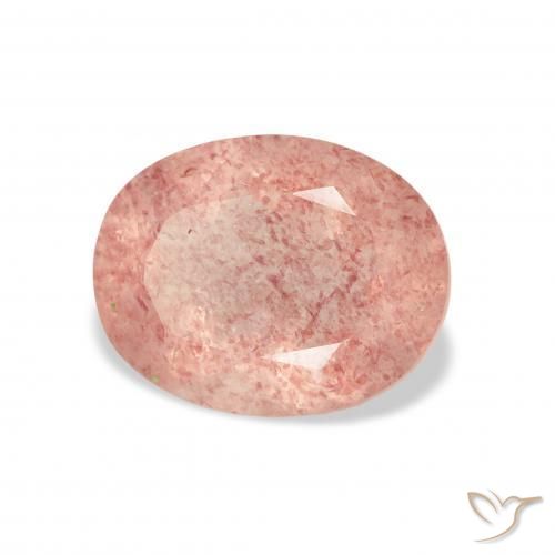 Cuarzo fresa Rosado claro natural de 3.41 ct, Ovalada, Transparente